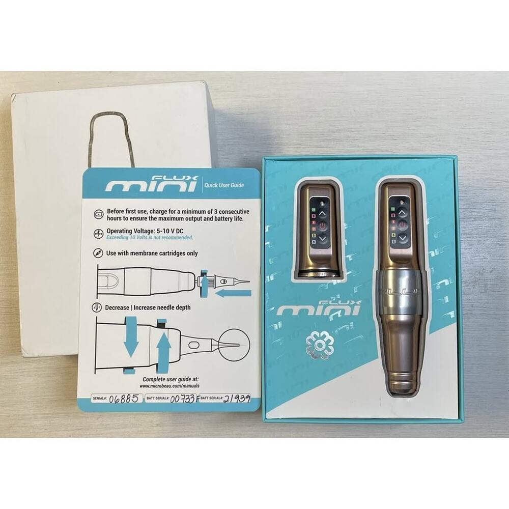 Microbeau Flux Mini Permanent Makeup tattoo Machine Dual Battery Champagne Gold